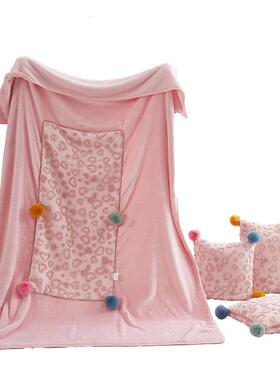 抱枕被子用二合一可折叠办公室睡毯子厅沙两发甜午心粉色抱QB2025