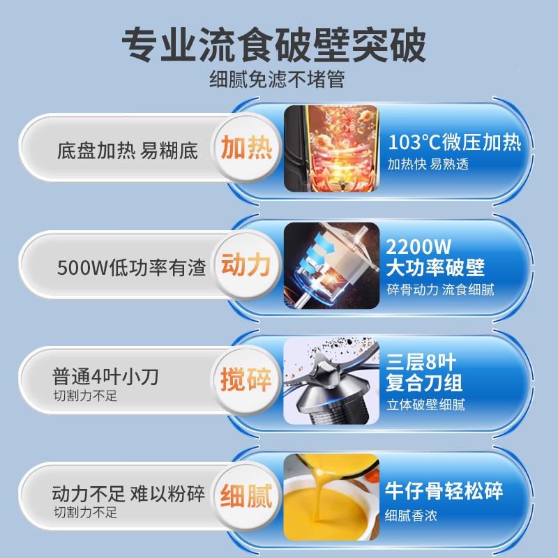 JEE微压JS-10S破壁机大功率家5用全自S非静音鼻饲流动食机202新款