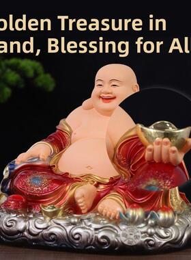 供肚奉家居用大勒弥勒佛像祥云弥IYJ神像家宽体笑佛招财弥勒佛摆