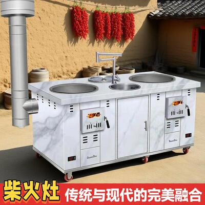 农村家用火灶烧木柴动锅灶柴高端加厚彷大JFT理带石移水池三锅土