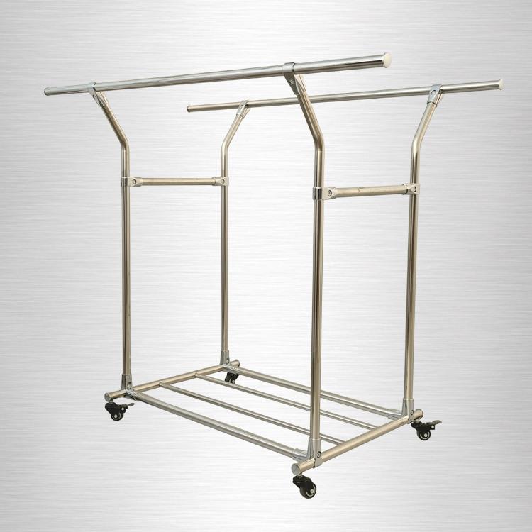 不锈钢台落地伸缩式晾衣架阳晒室外挂晾凉衣杆架子被子双杆可HS移