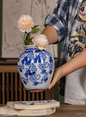 面墙花瓶陶EHV花瓷壁饰壁挂插陶瓷器青花瓷家居客厅上墙装饰品摆