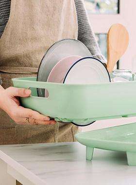 日本原装进免口水4456碗碟沥架物架打孔厨房碗筷沥水篮置收纳架