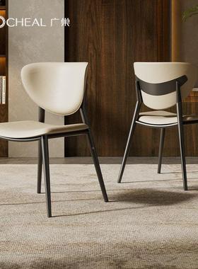 贝瑞15615椅意 式极简设计师高餐靠端餐椅皮艺带背椅高级家用书椅