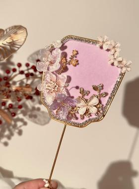 圆新娘婚礼秀和婚礼中扇式婚扇礼OXC扇婚礼扇高端迷你礼扇但圆扇