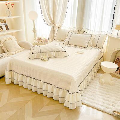 a婴级加全棉缝床罩三件CVL套韩国蕾丝厚绗缝床单母床绗套