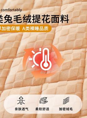 厚兔毛牛绒HPJ20241夹棉床加笠单件秋冬季瑚绒床罩全包奶床垫保护