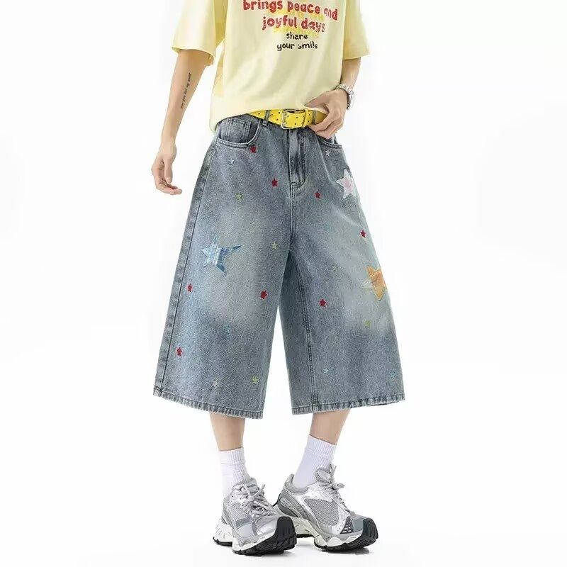 多巴胺牛仔七分裤男女夏季短裤子