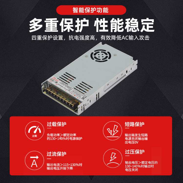带PFC功能直流输出RSP开关电源24伏3D打印机工业宽电压可调压