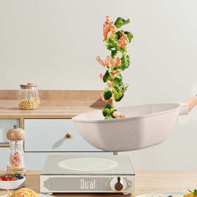 严选高兹麦饭石不粘锅家用厨房锅具炒菜锅平底锅电磁炉通用八角锅