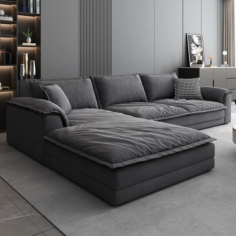 意式极简轻奢磨砂绒免洗布艺沙发客厅现代简约羽绒乳胶网红大坐深