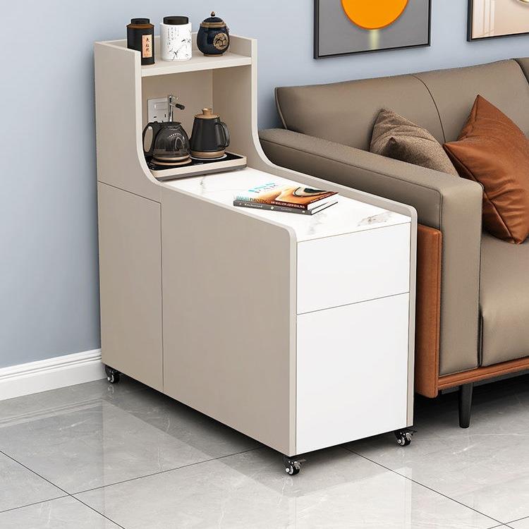 岩板沙发边几侧边柜客厅家用简约茶台桌收纳储物可移动夹缝茶几s^