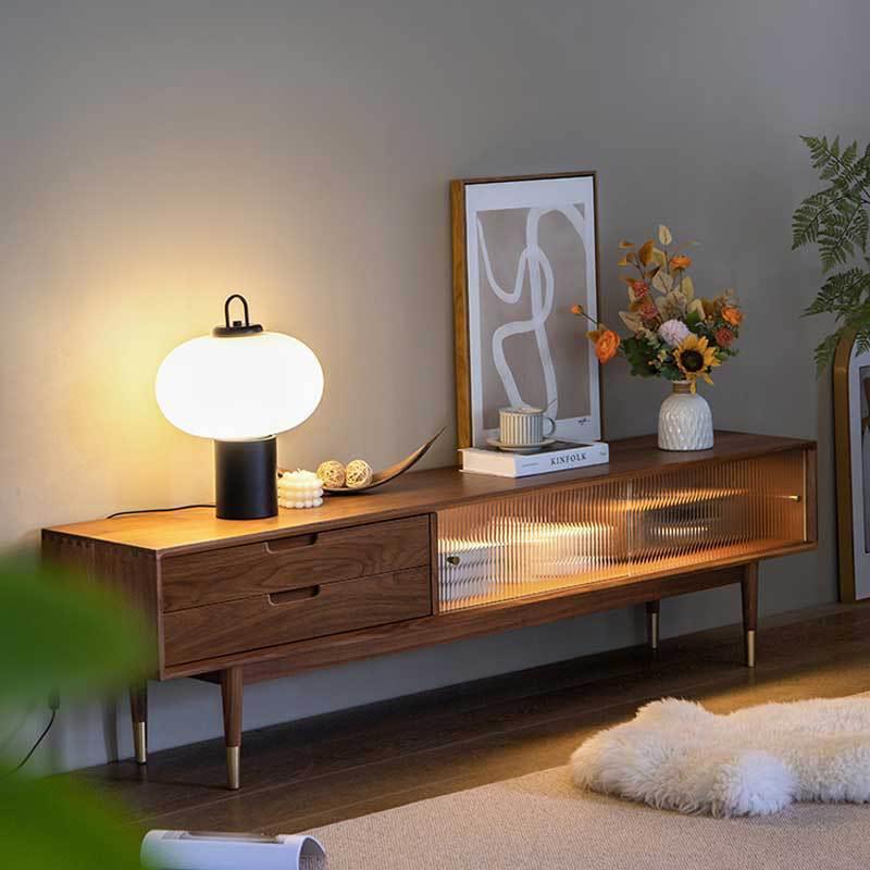 北欧实木电视柜黑胡桃木简约轻奢带铜套原木视听柜客厅组合家具