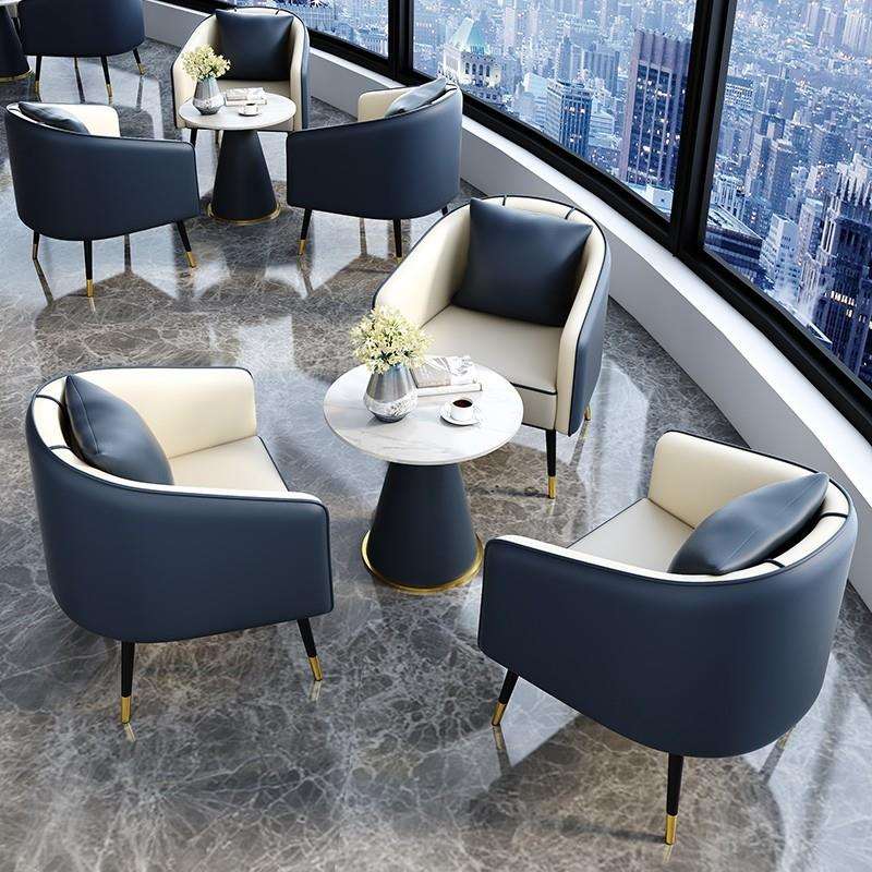 沙发椅会客接待岩板茶几组合酒店公寓办公休闲咖啡厅简约洽谈桌椅