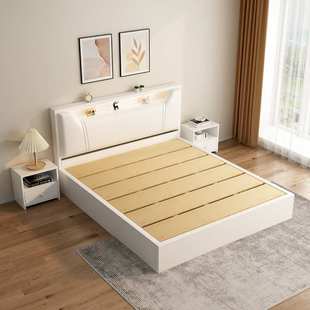 加厚大铺板实木板床1.8米双人床经济型1.5单人床奶油风榻榻米床架