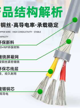宏观盛供应2547屏蔽线16awg灰色护套 2 3 4 5 6 7 8 9 10芯音频线