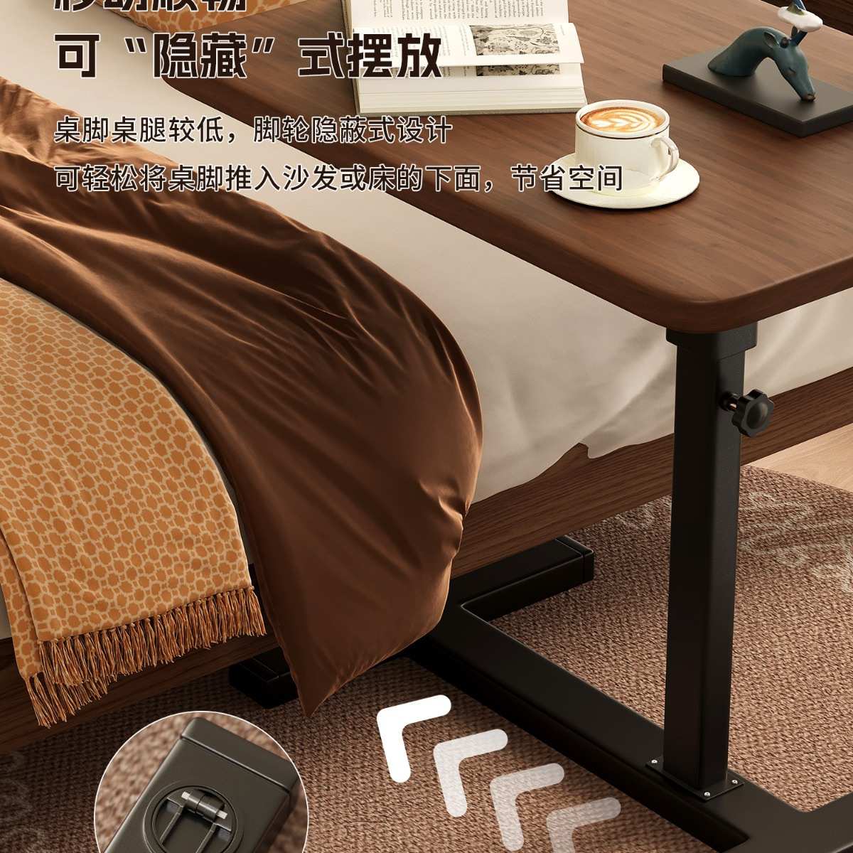 床边桌升降电脑桌可折叠移动书桌客厅沙发边几卧室学习桌子工作素