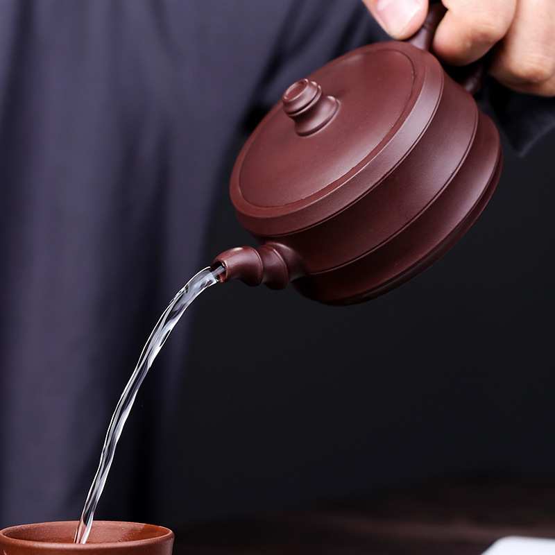 紫砂壶原矿紫泥纯手工制壶竹段茶具养生泡茶壶宜兴竹节茶壶