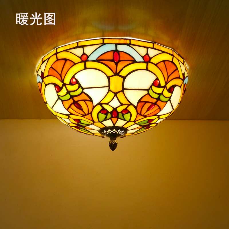 欧式田园玻璃蒂凡尼地中海吸顶灯门厅玄关过道走廊阳台卧室灯饰