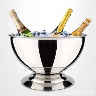 不锈钢大冰桶宴会香槟盆特大红酒冰粒桶宾至盆酒吧香槟桶冰镇器