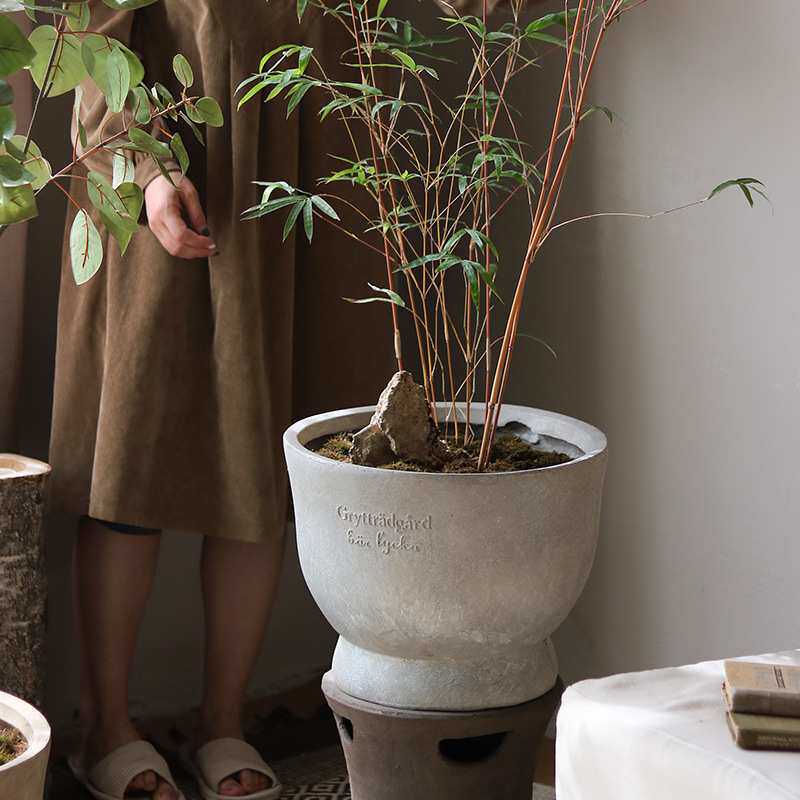 外贸厂家浮雕花盆字母装饰花器绿植盆栽家居花园庭院复古做旧欧式