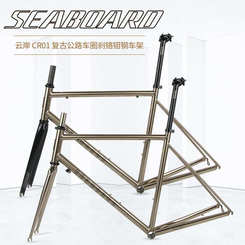 Seaboard云岸CR01公路自行车钢架车架V01升级版拉丝银色碳纤前叉