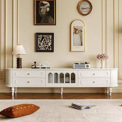 法式电视柜客厅家用2025新款茶几组合储物柜一体奶油收纳柜小户型