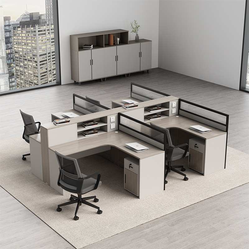 简约办公家具职员办公桌椅组合工位财务L型员工办公桌卡位屏风