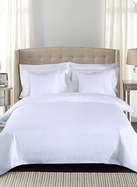 优质网红款酒店纯棉四件套欧式加密被套简约白色全棉加厚亲肤床品