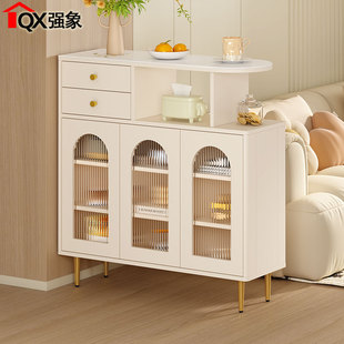 法式 奶油风入户玄关隔断柜一体间厅柜客厅沙发边柜茶水置物柜W29