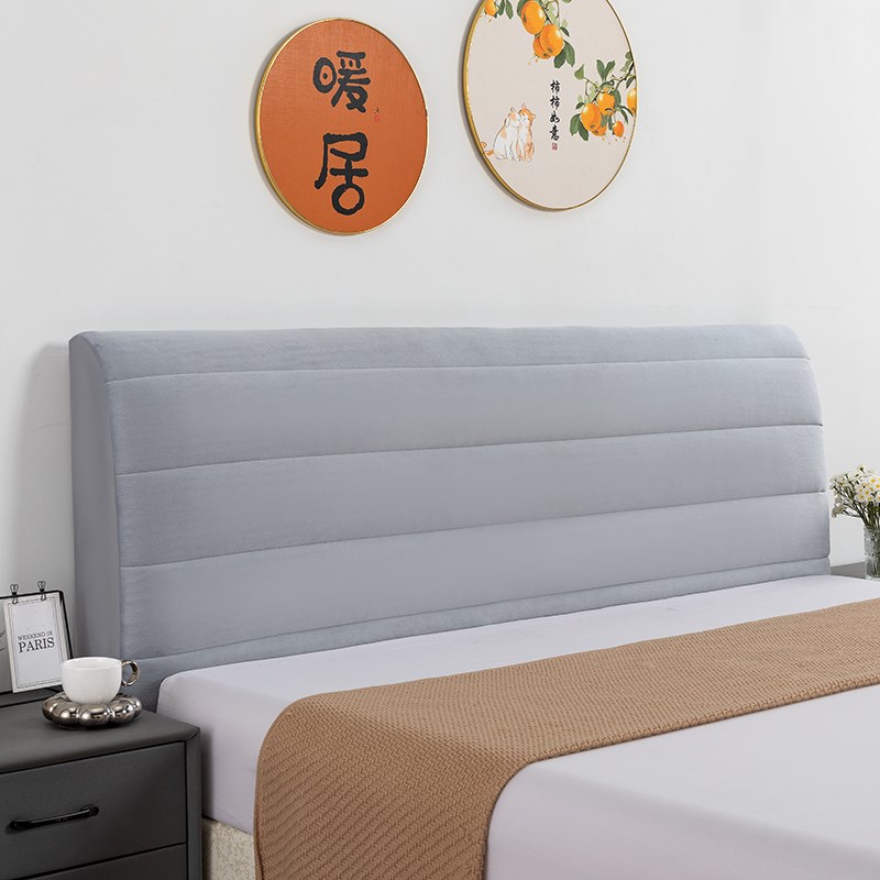 新款床头罩加厚夹棉床头靠垫套现代简约软包木床头布艺床头套全包