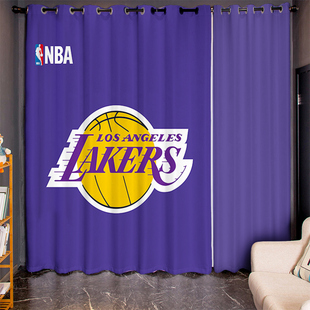 定制长帘粗麻篮球明星卡通人物卧室客厅挂钩寝室全遮光打孔窗帘布