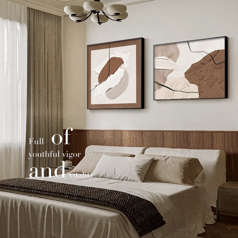 简约现代卧室床头装饰画高级感主卧室床头挂画房间背景墙抽象壁画