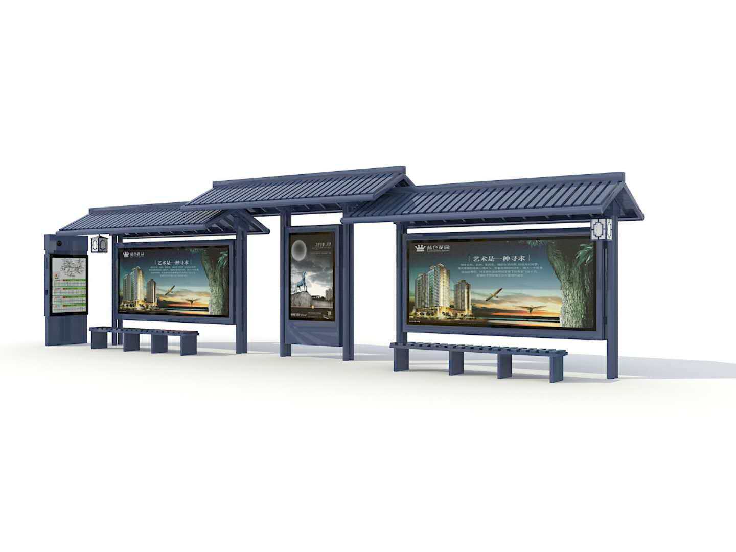 不锈钢候车亭厂家定制生产智能公交站台港湾式公车站亭广告牌