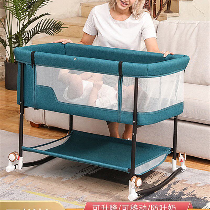 多功能婴儿牀可携式宝宝牀0-3岁bb幼儿摇篮牀可调节高度拼接大牀,住宅家具,婴儿床,淘宝优惠券,粉丝福利购,淘宝优惠卷
