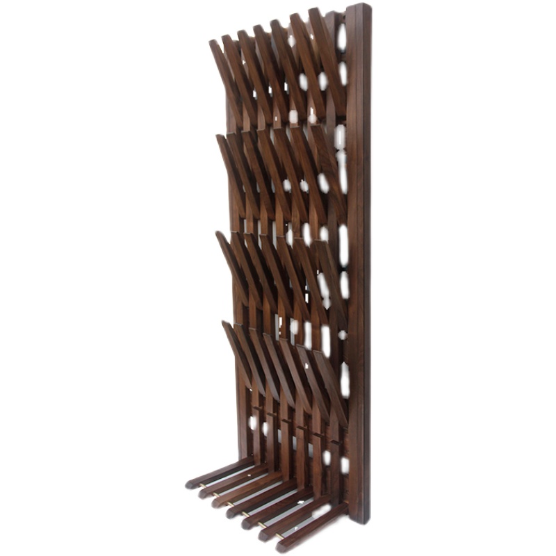 墙面实木条装饰挂钩入户玄关墙壁换鞋凳挂衣架衣帽钩黑胡桃挂坐凳