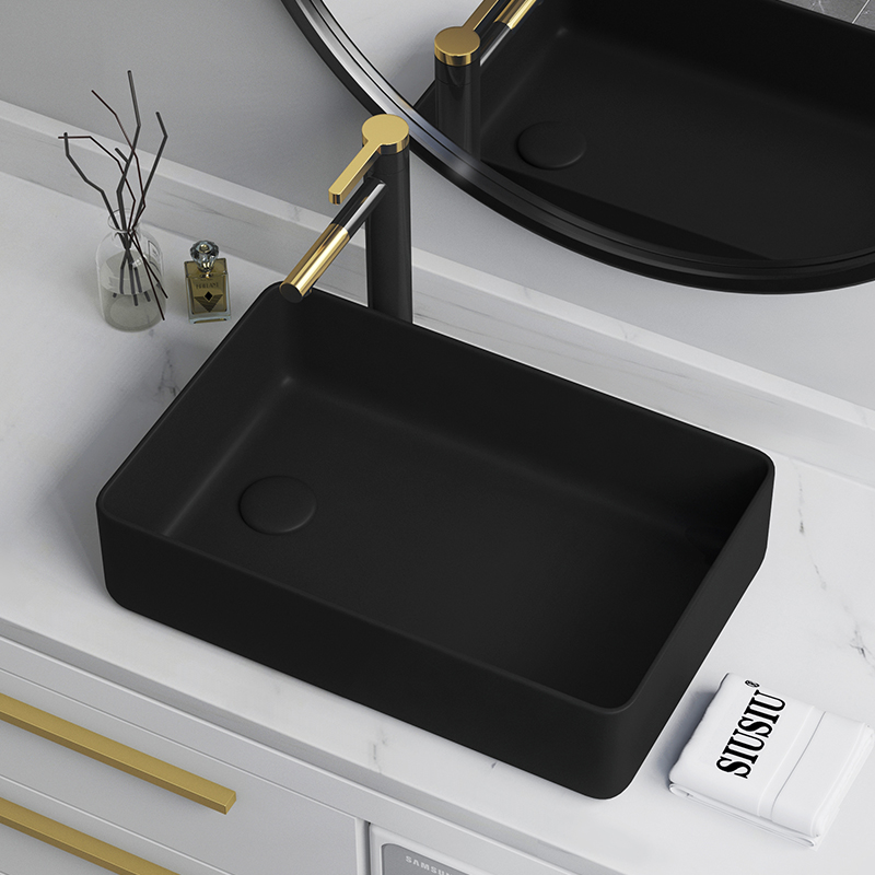 偏孔侧边下水台上盆洗衣机柜上洗手盆偏口排水长方形洗漱池槽脸盆