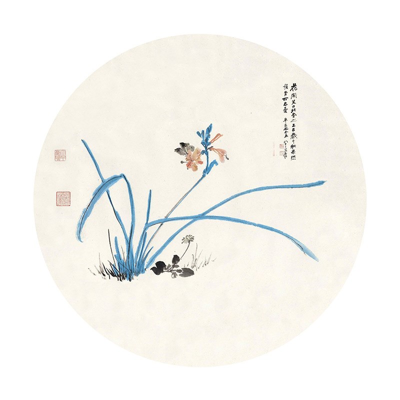新中式卧室装饰画圆形装饰画走廊张大千水墨画餐厅挂画客厅装饰画图片