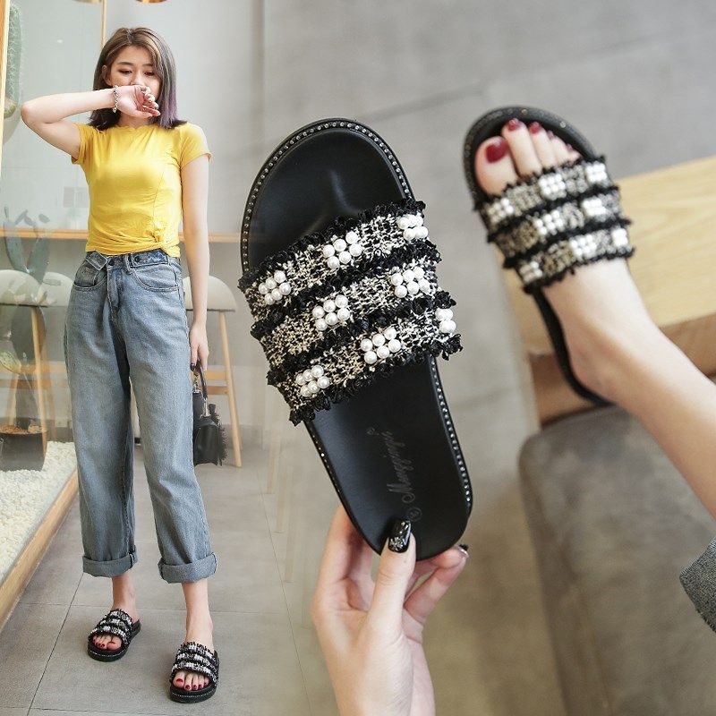 拖鞋女外穿ins潮夏季2021年新款软底百搭凉拖大码女鞋41-43脚宽肥,女鞋,一字拖,淘宝优惠券,粉丝福利购,淘宝优惠卷