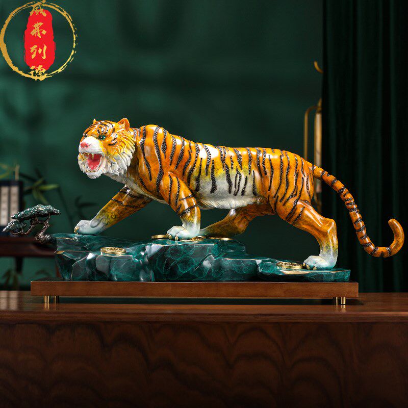 威弗列德办公室酒柜玄关装饰品生肖开业礼品虎啸河山老虎黄铜摆件,家居饰品,桌面摆件,淘宝优惠券,粉丝福利购,淘宝优惠卷