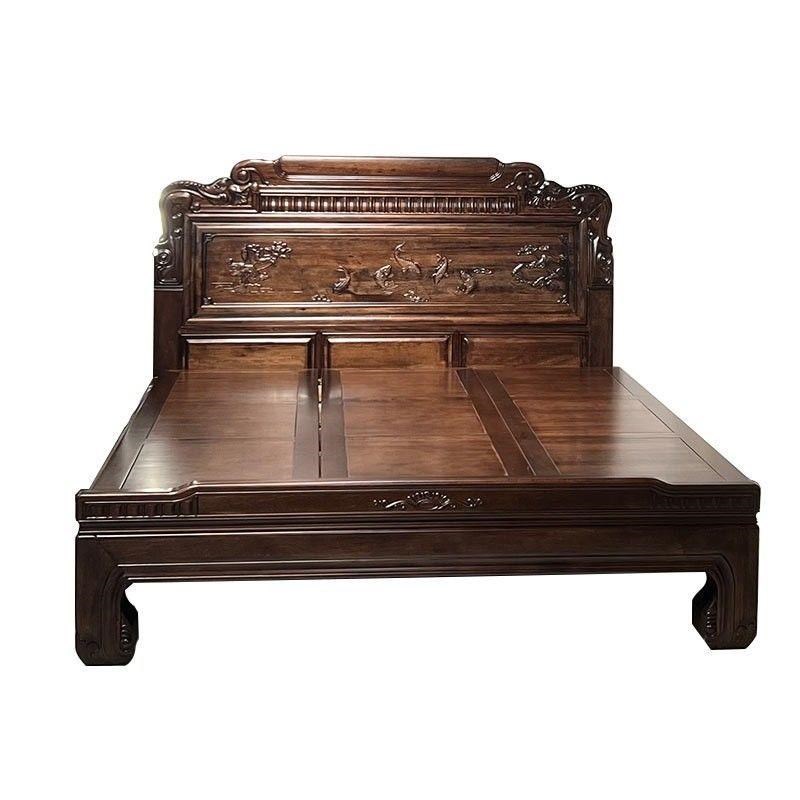 南美榫卯紫檀木全实木床中式1.8明清古典仿古加粗主卧雕花木床1.5