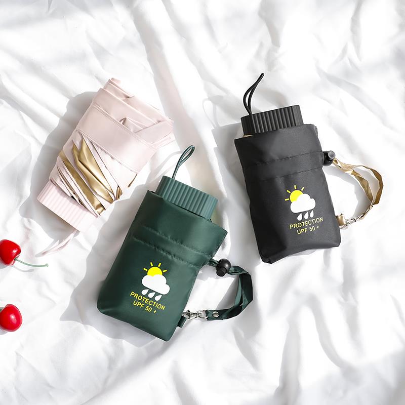 12c22-003m迷你太阳伞黑胶防晒防外线超轻小晴巧简约遮伞女阳雨两