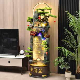 客风水轮假水山流摆件循水聚ODA宝盆聚财厅招财环落地办公室乔迁