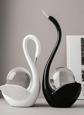 贝汉美水客晶球23092302侣天鹅摆件现代轻奢居玄情关厅酒家柜电视