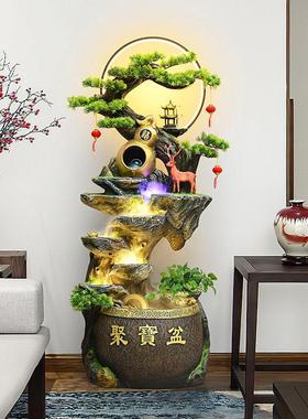 假山流生财摆件循环招财风水客厅玄关装饰办公轮水室乔迁开 水福