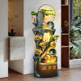 高山水摆FII件循环水客厅流假关招财加湿器办玄公室山生财风水轮