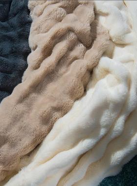 仿兔毯子毛毯盖冬毯绒双面抗静电毛QS-01030沙发装饰毯兔绒泡芙皮