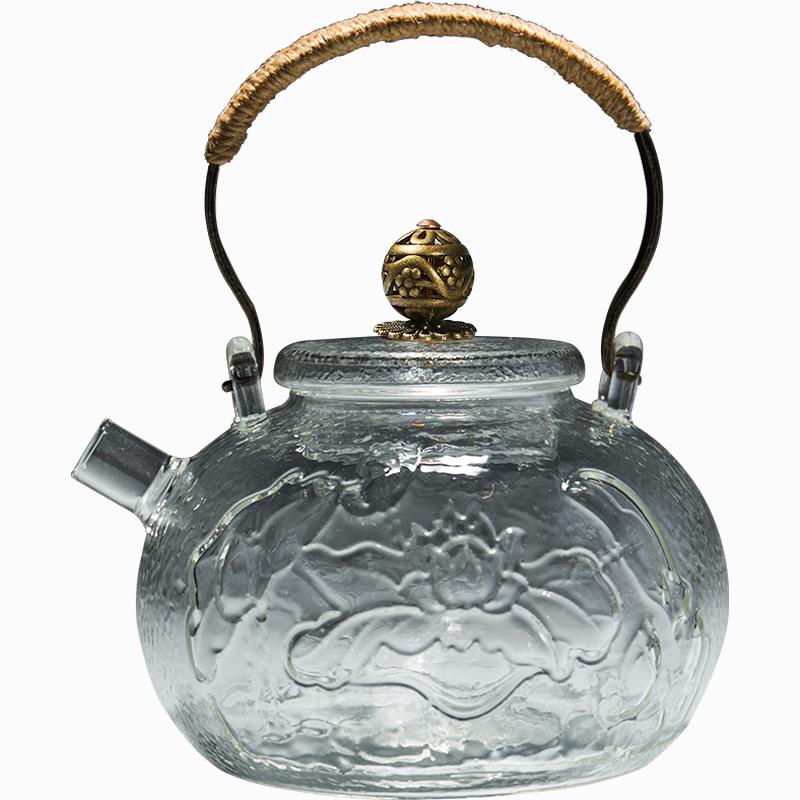 茗ch222宏玻璃热茶烧水壶耐大号泡茶壶炉泡煮茶器铁壶铜壶钮茶具