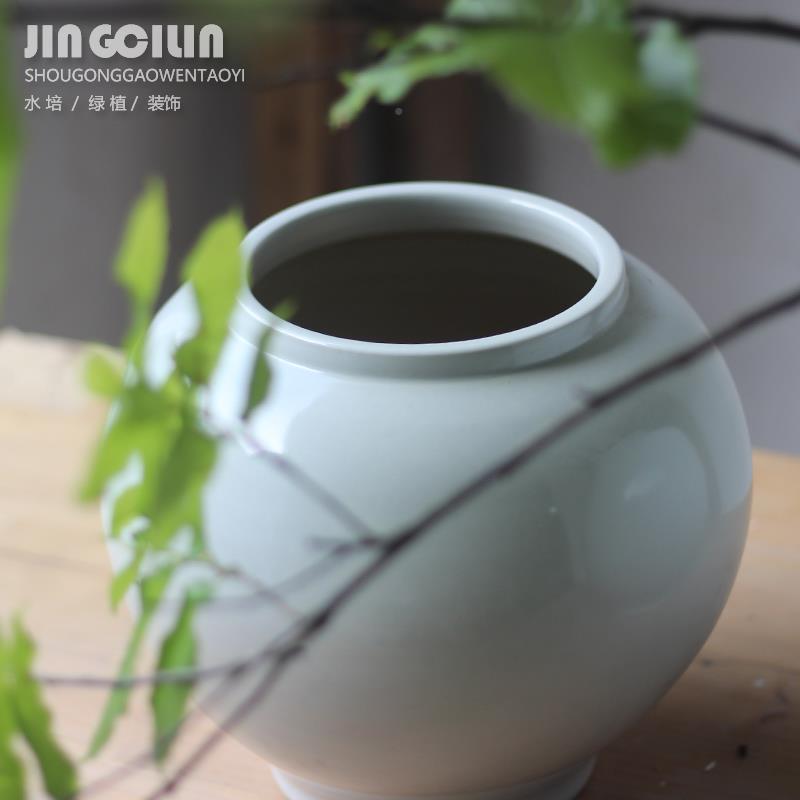 新款手工景德HMX镇陶瓷瓶摆件居家装花饰家白月亮罐插色花盆水培