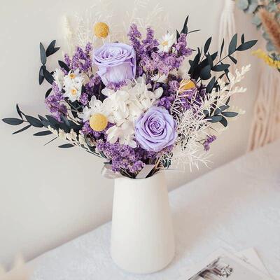 加生玫瑰尤YUK利干花 干燥花花束网红摆件真满天星绣球水晶草家居